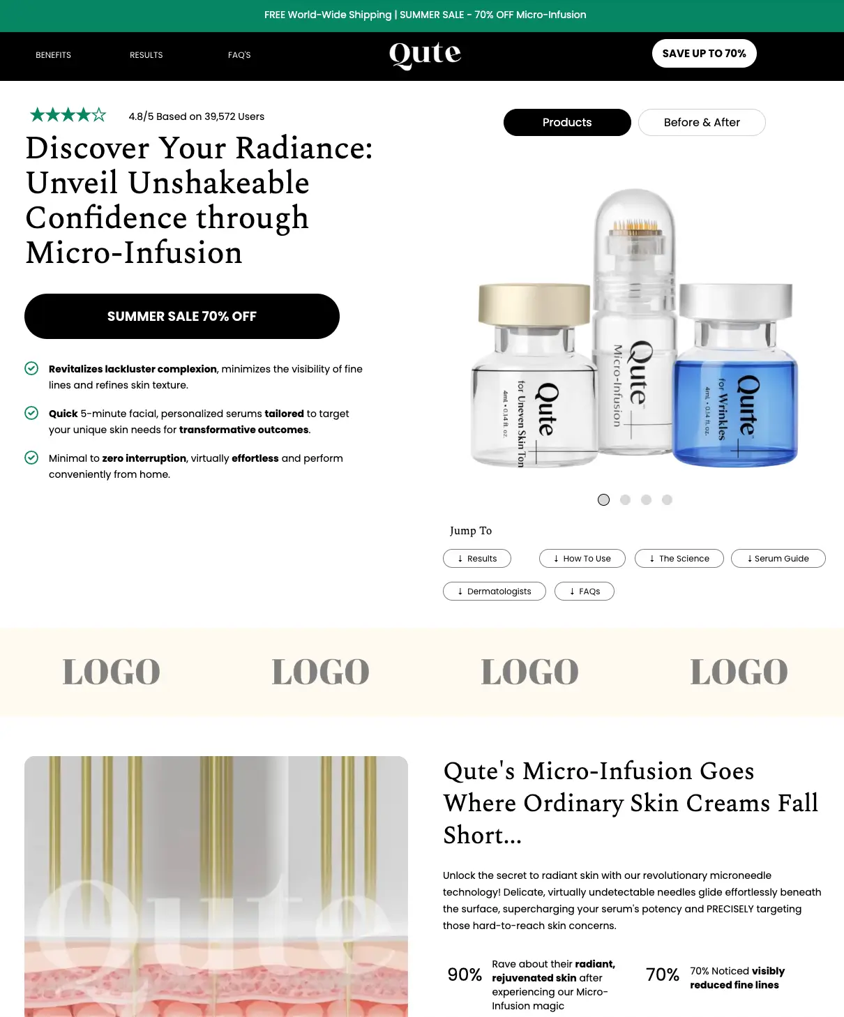 Qure Skincare's Bundle Landing Page Template