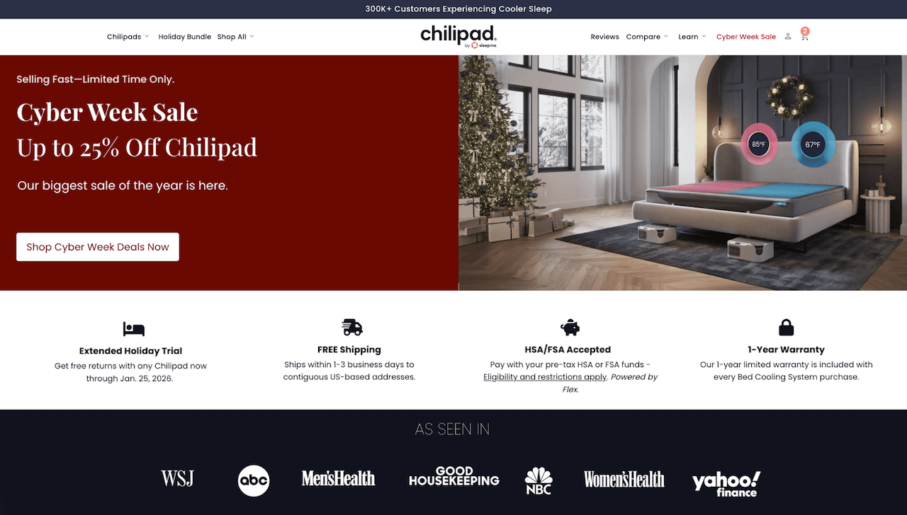 ChiliPad's Cyber Monday Bundle Landing Page