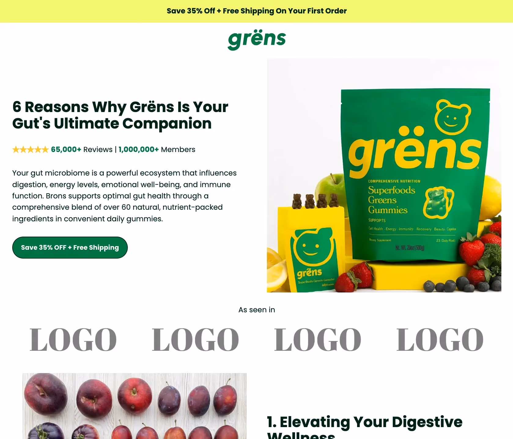 Grüns Listicle Landing Page