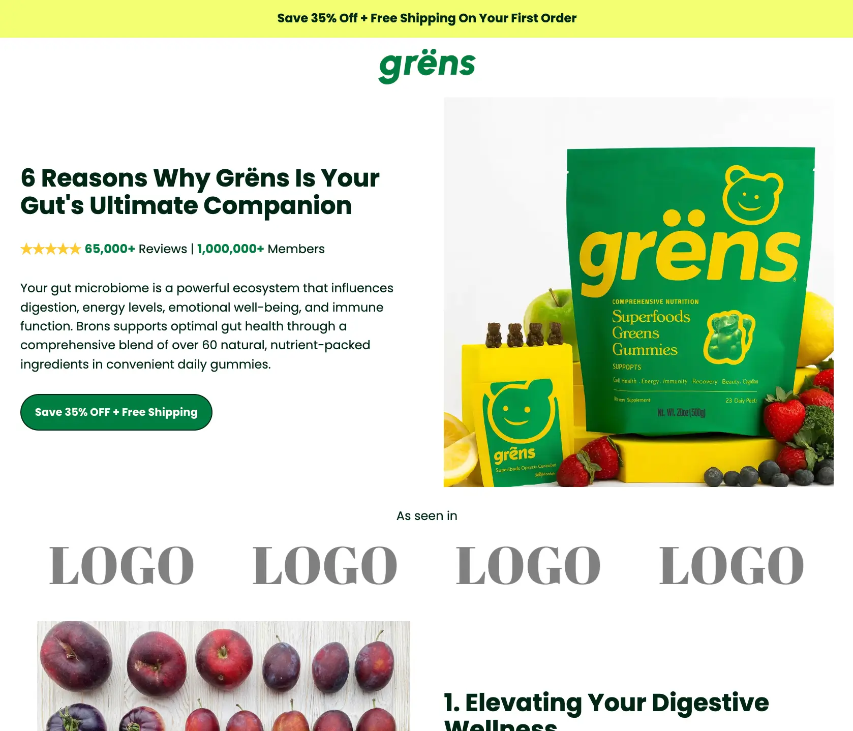 Grüns Listicle Landing Page