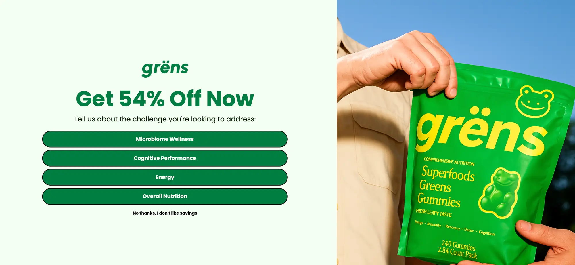 Grüns Promo Popup - Full Screen