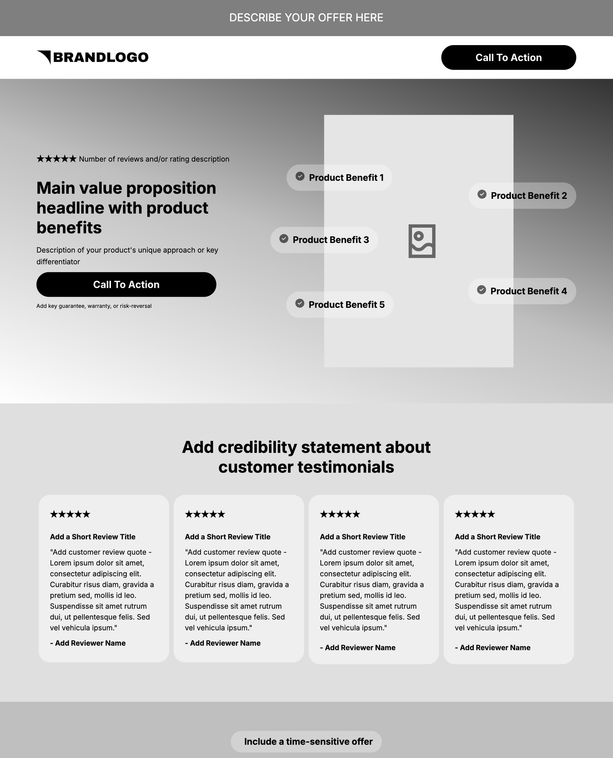 Product Highlight Page Template With Reviews And FAQs