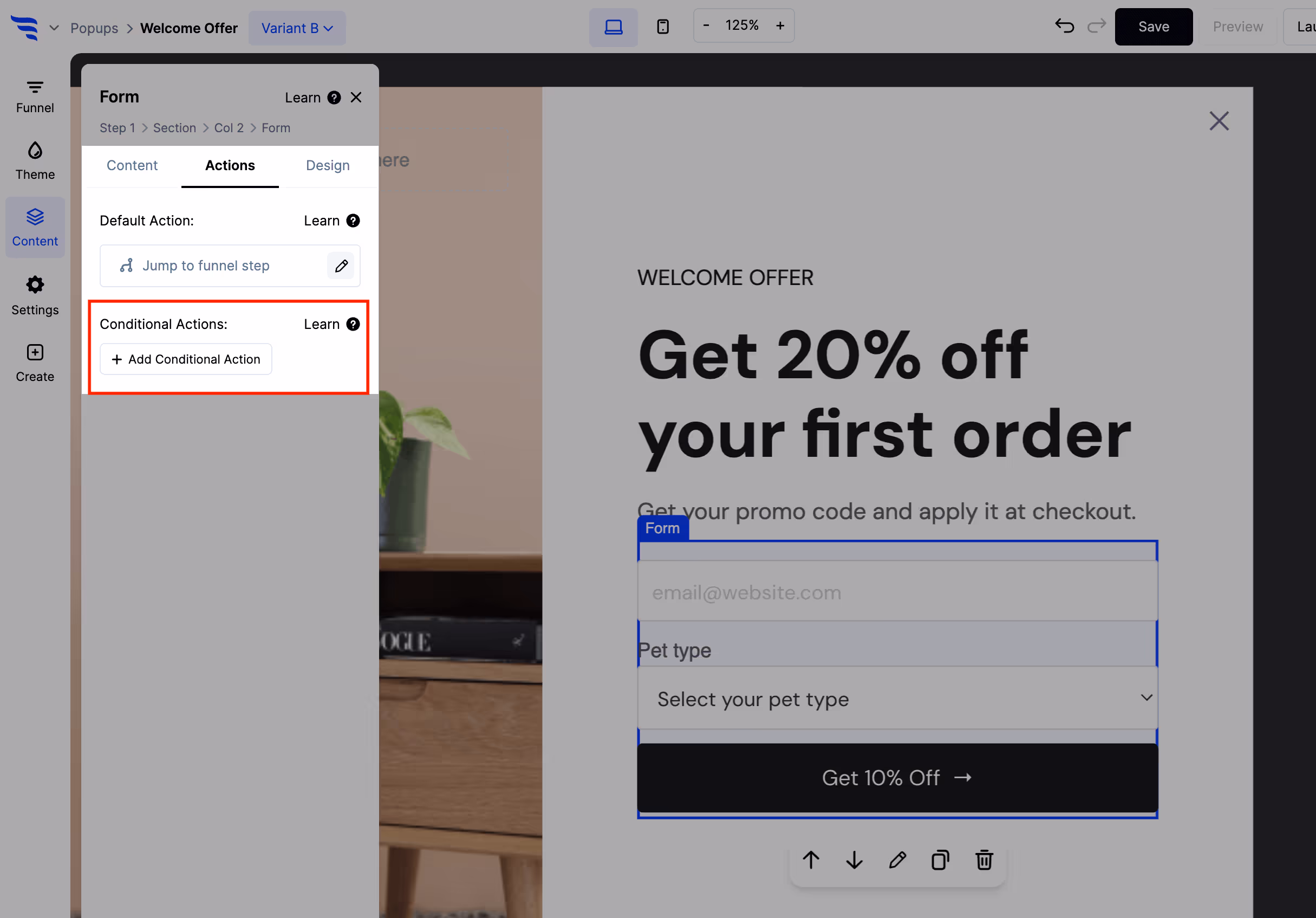 Setting conditional actions on a ConvertFlow form submission