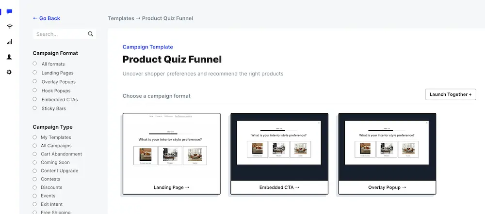 Choosing a display format for a ConvertFlow quiz