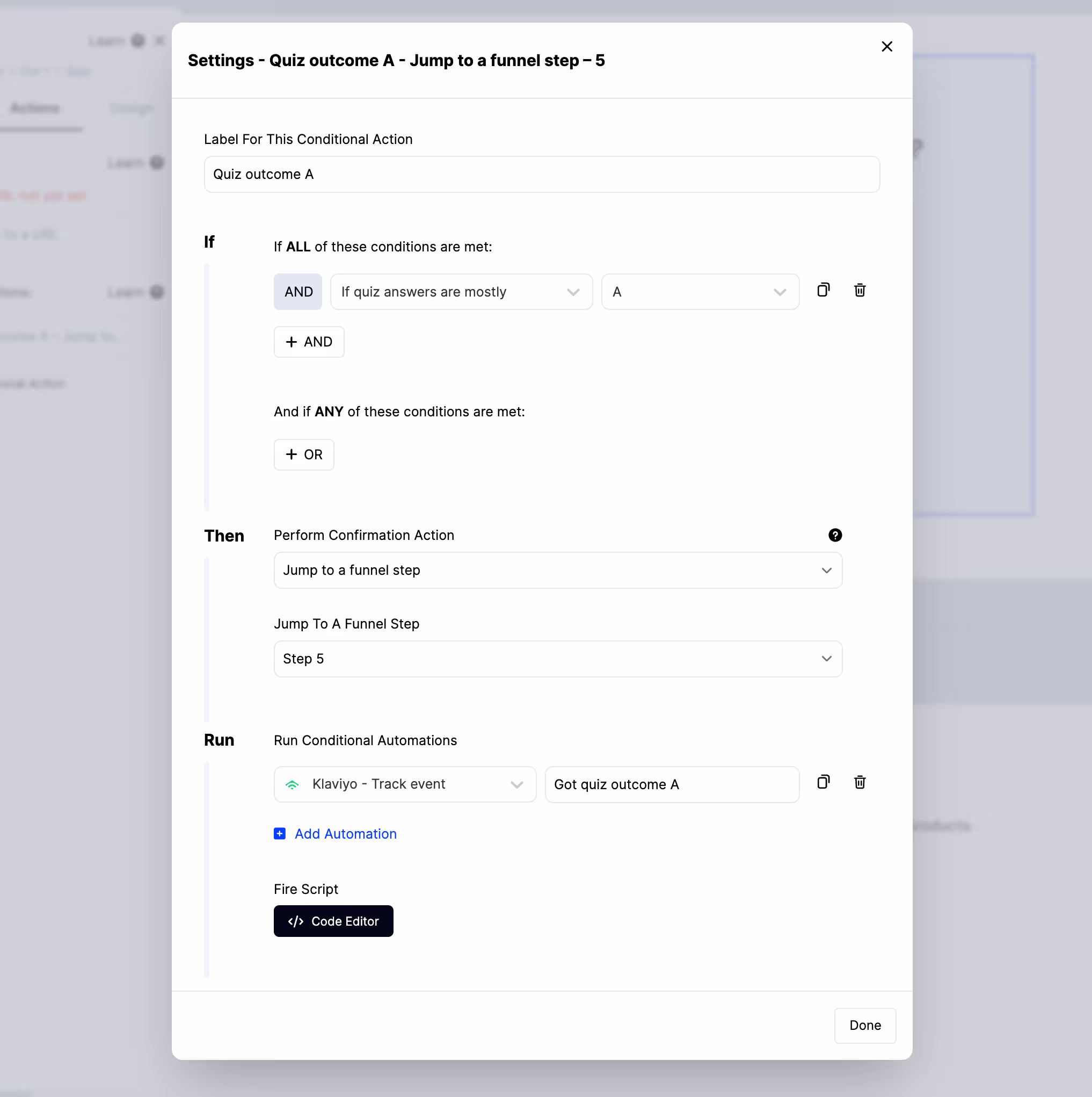 Conditional action settings in ConvertFlow