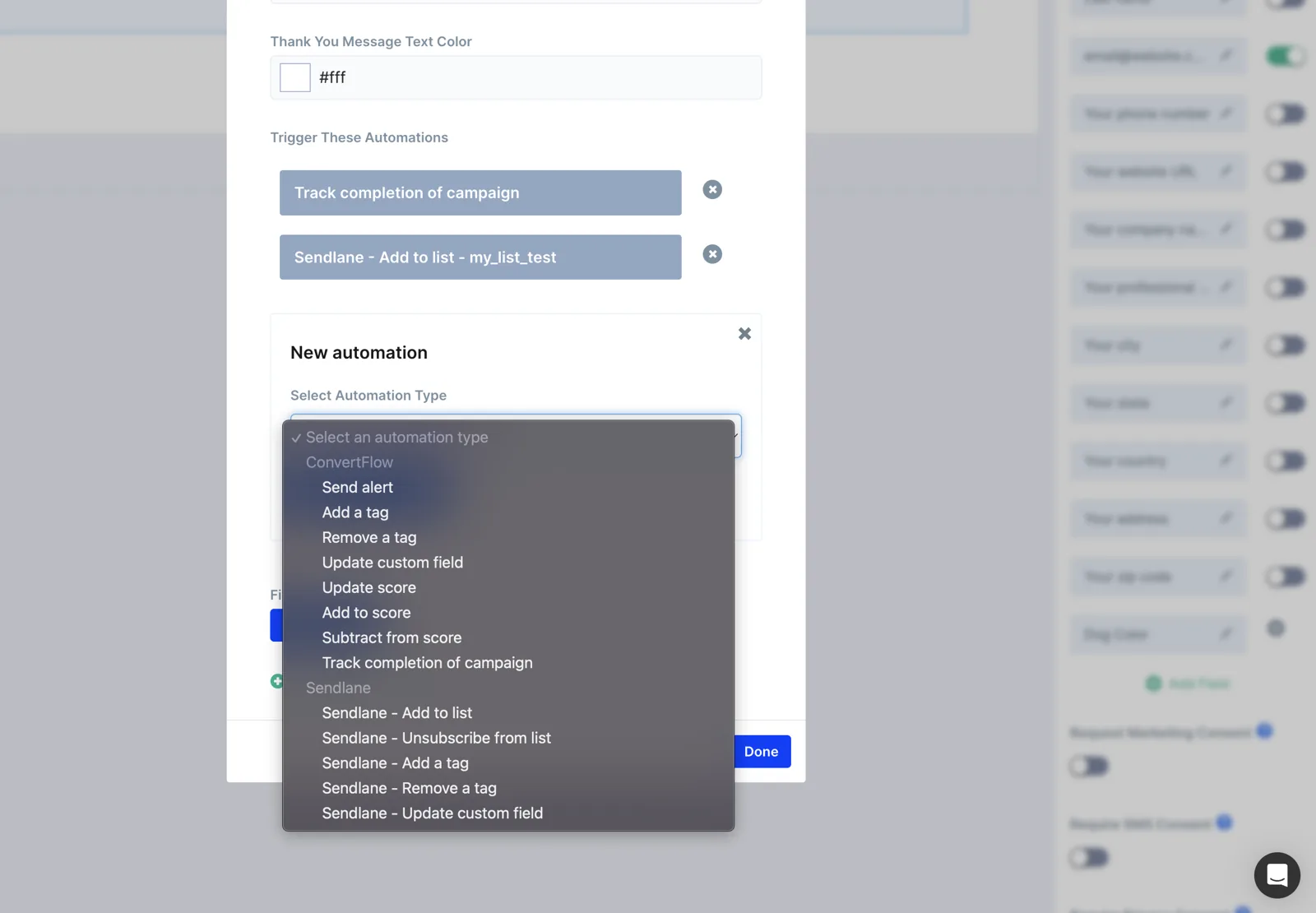ConvertFlow pulling in Sendlane lists and tags after connecting