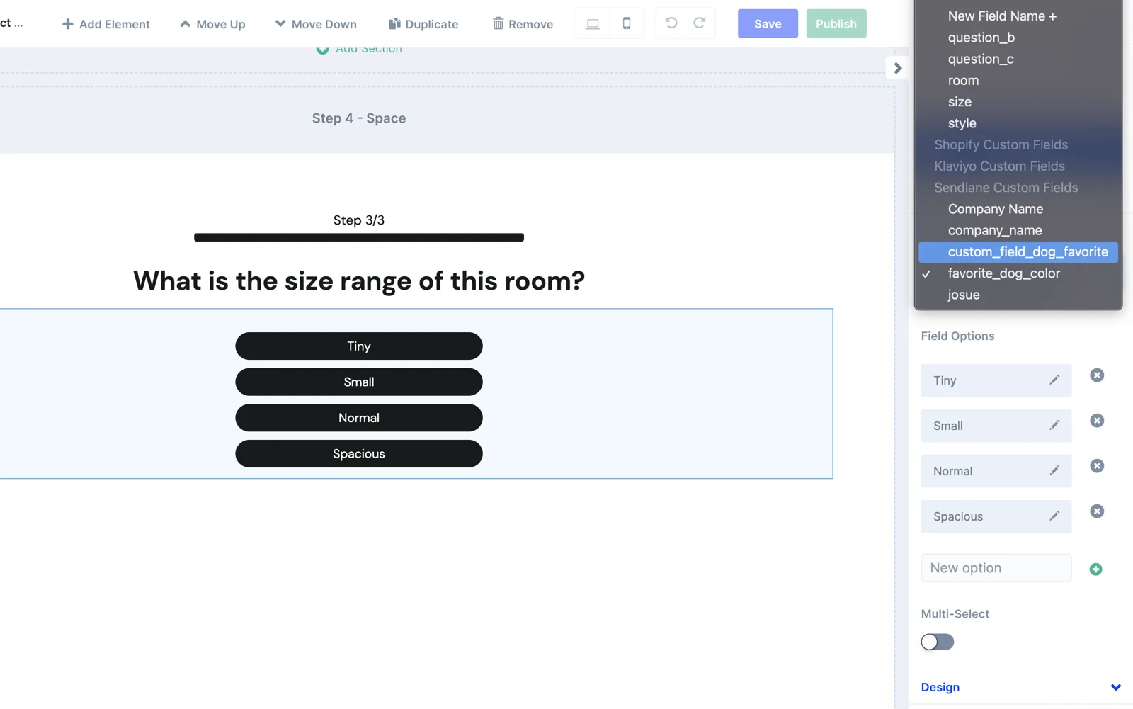 Mapping a question inside a ConvertFlow pop-up to a Sendlane custom field