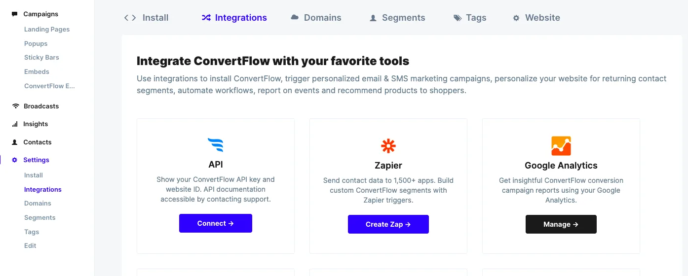 Connecting Ontraport in the ConvertFlow website integrations area
