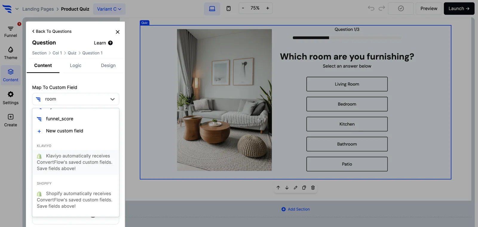 Creating a new Klaviyo profile property from a ConvertFlow survey answer