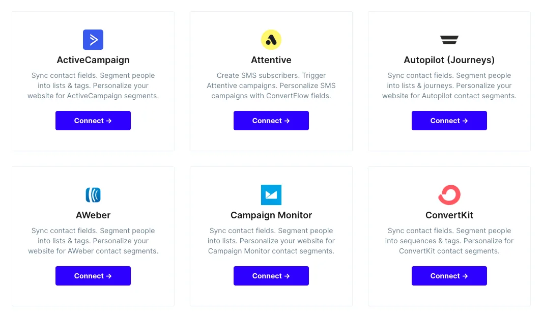 Connecting ActiveCampaign from the ConvertFlow integrations area