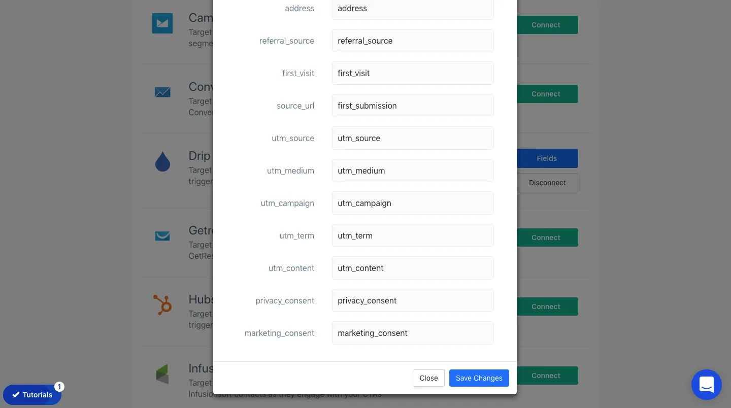 Mapping ConvertFlow preset contact fields to Drip custom fields