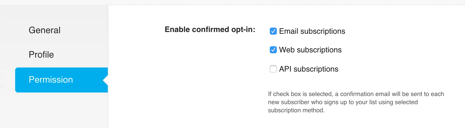 Unchecking the API subscriptions permission in GetResponse