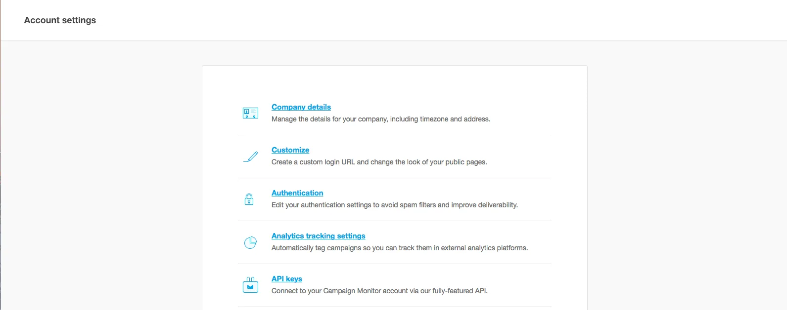 Finding the Campaign Monitor Client ID and API key under Account Settings