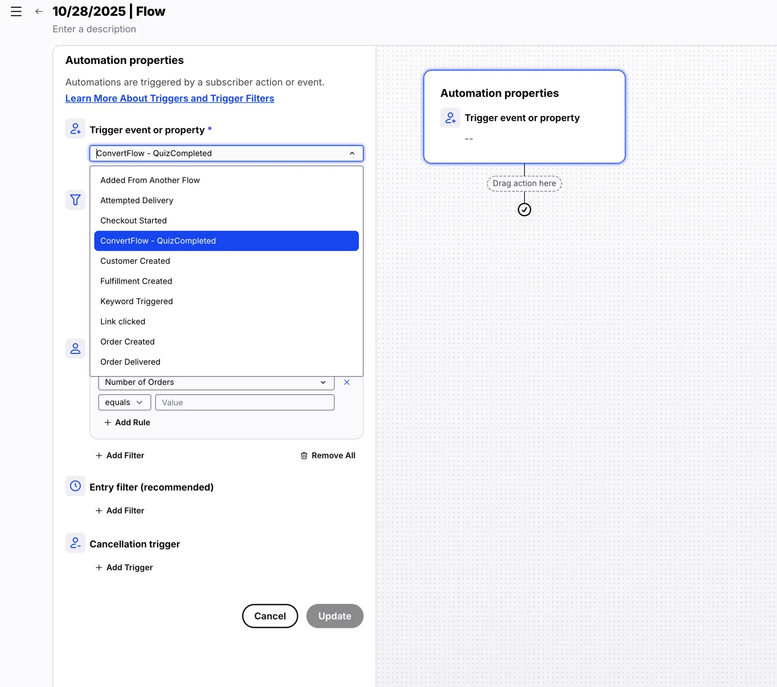 The Postscript automation types in ConvertFlow