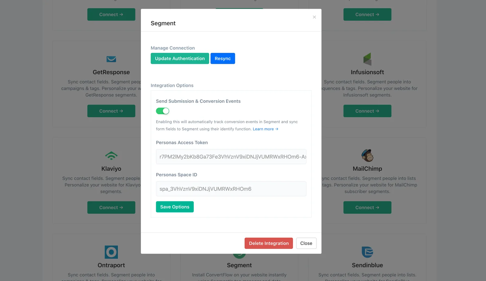 Enabling Send Submission and Conversion Events in ConvertFlow's Segment options