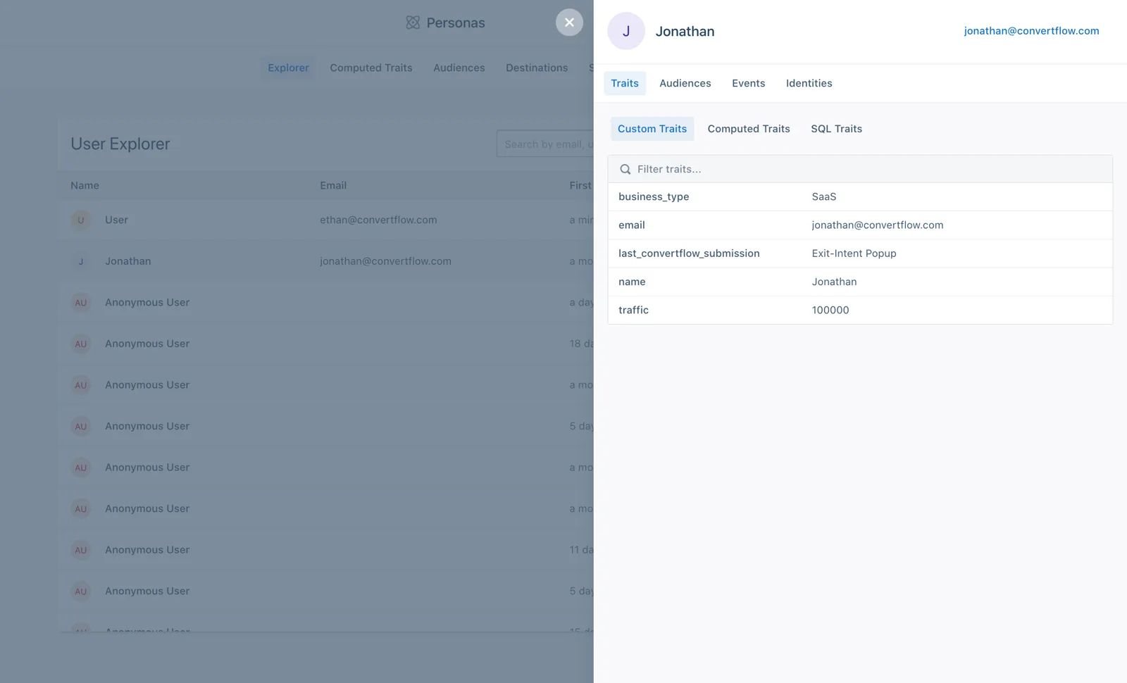 Finding contact traits in the Segment Personas Explorer tab