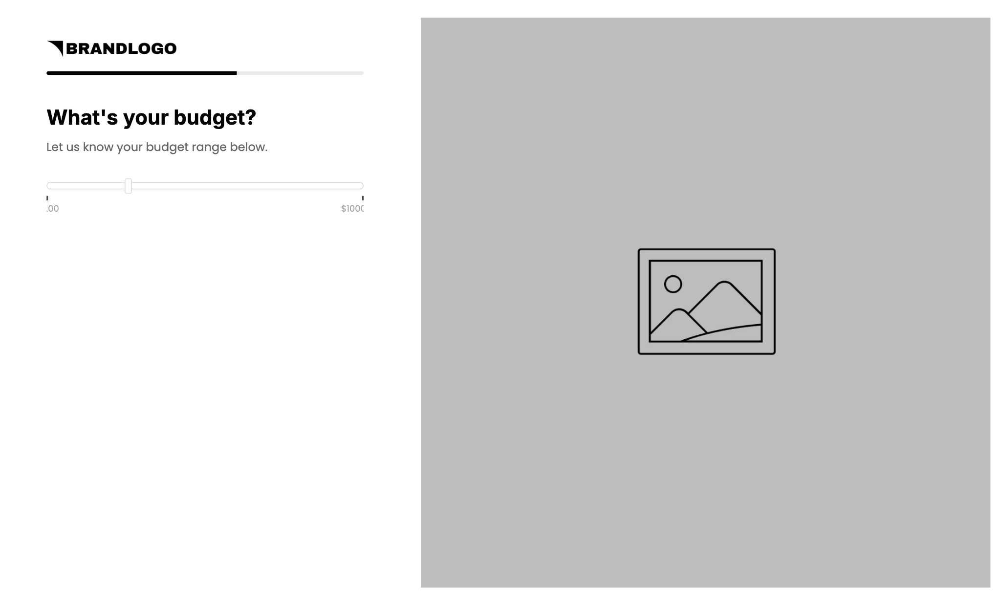 Quiz question 3: What's your budget? Range slider