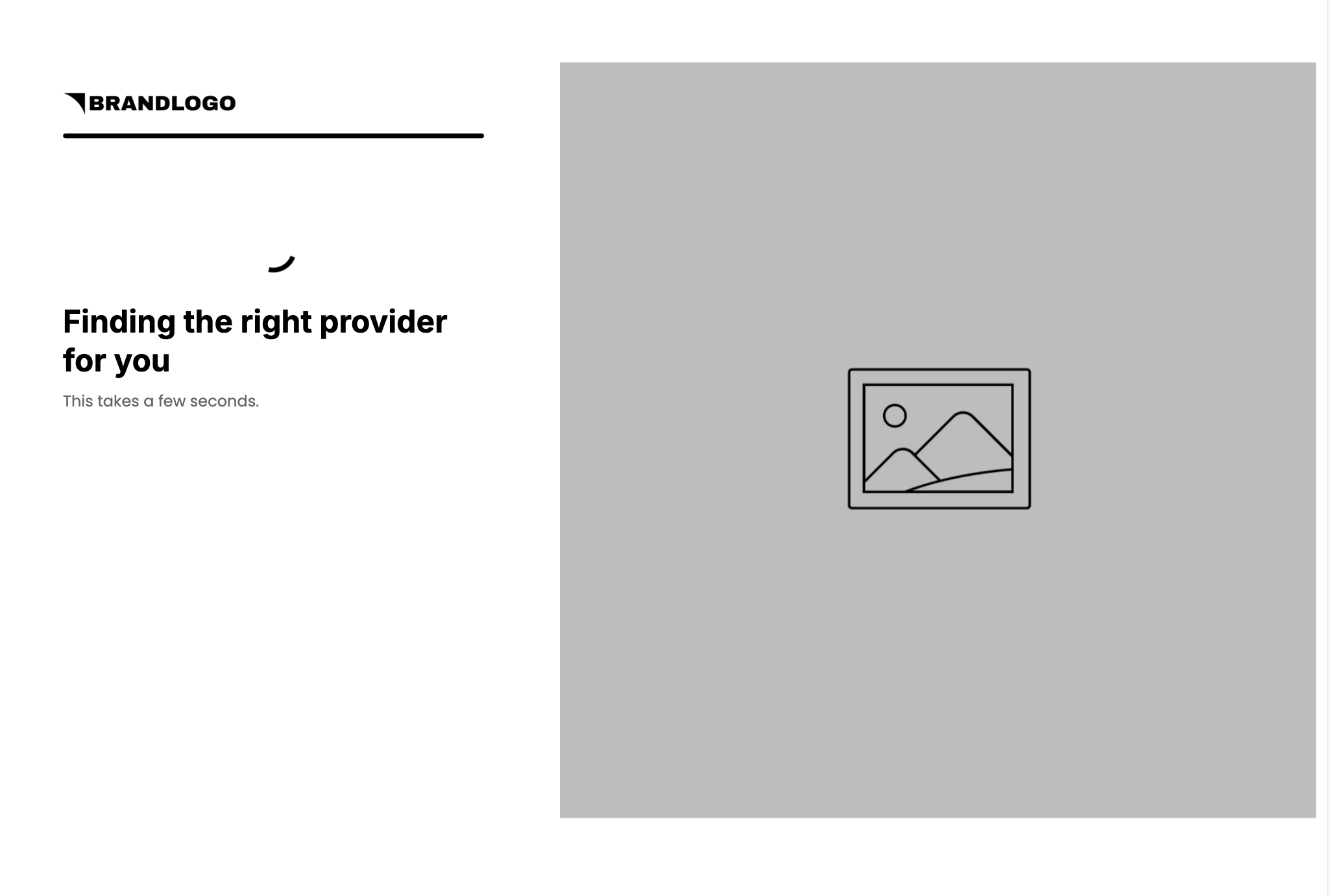 Quiz loading screen: Finding the right provider for you. This takes a few seconds.