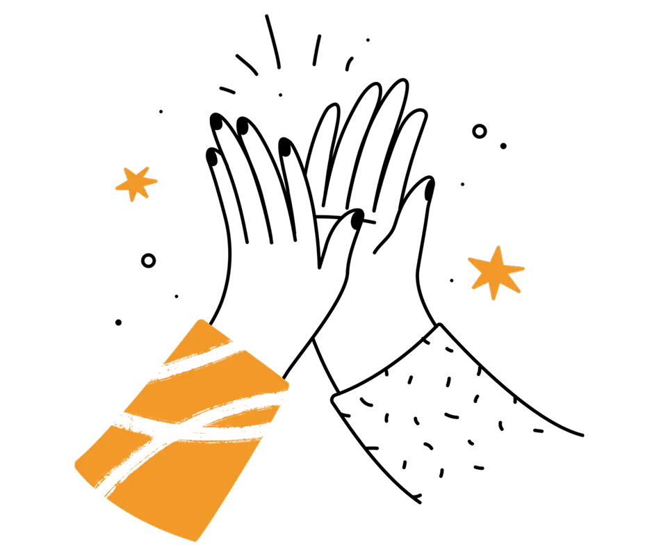 Illustration of a two hands high-fiving