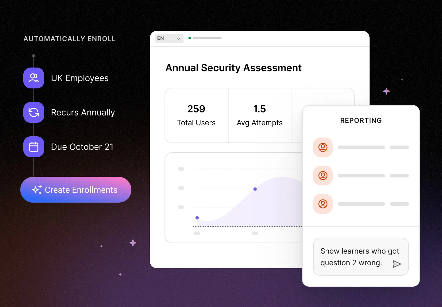 UI examples of the Intellum Platform and it's AI powered Manager Agent
