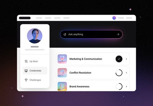 UI examples of the Intellum Platform and it's AI powered Learner Agent