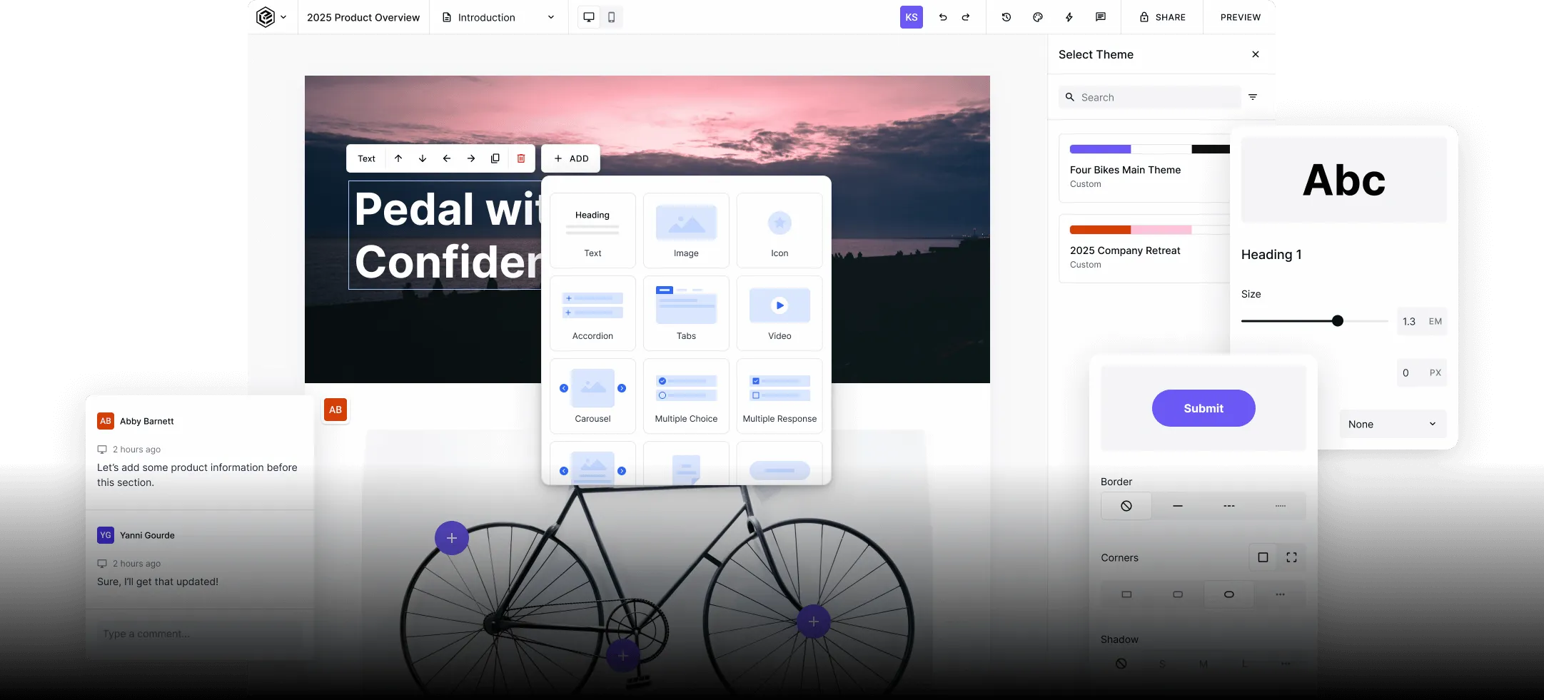 UI examples of Intellum Evolve authoring tool