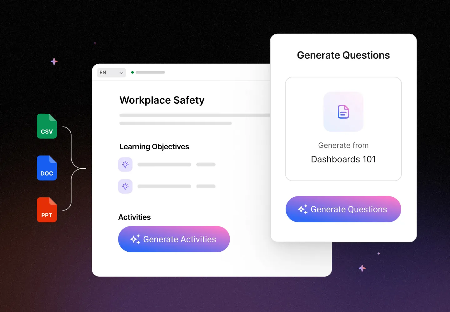 UI example of the Intellum Platform and it's AI powered Creator Agent