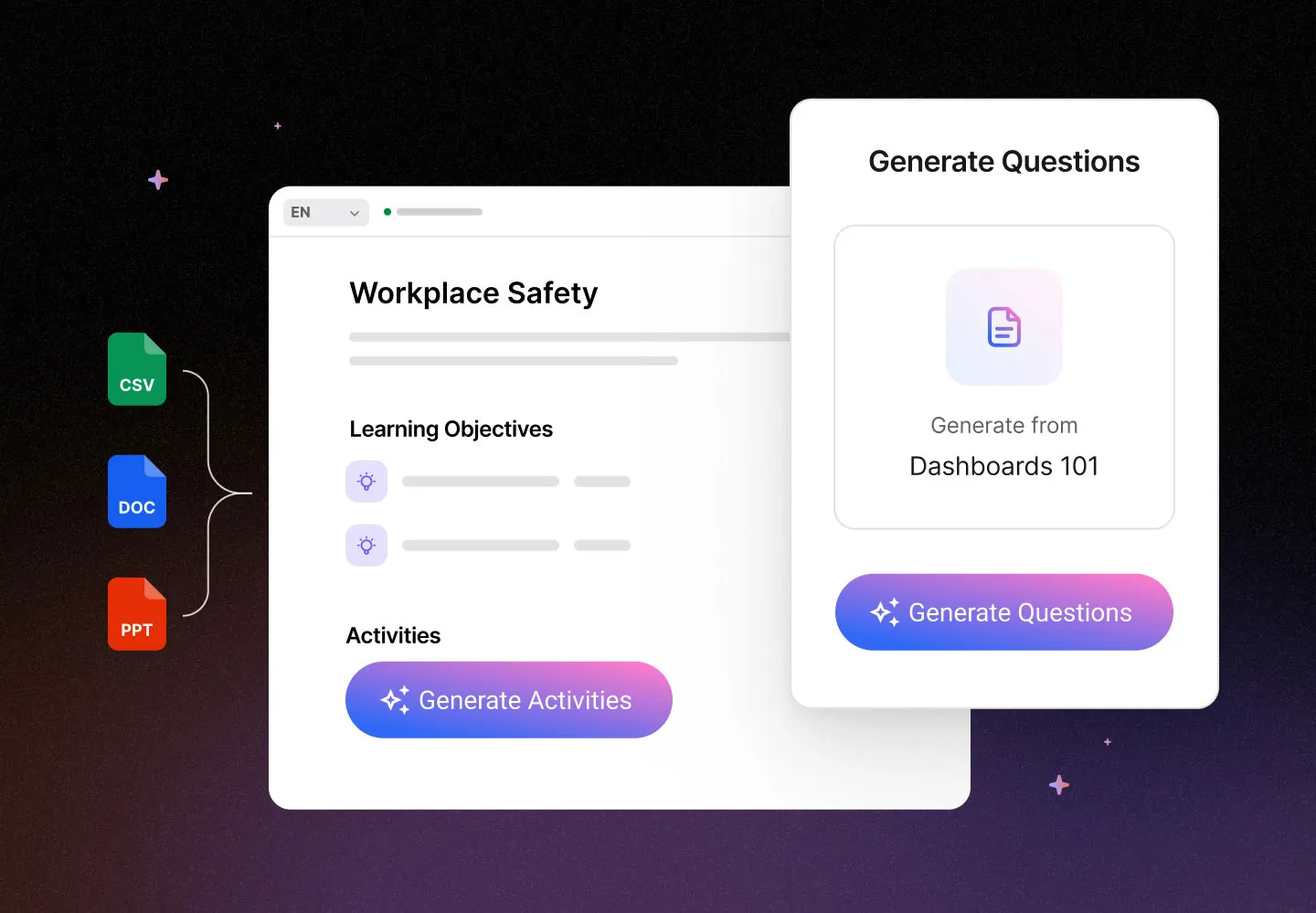 UI example of the Intellum Platform and it's AI powered Creator Agent