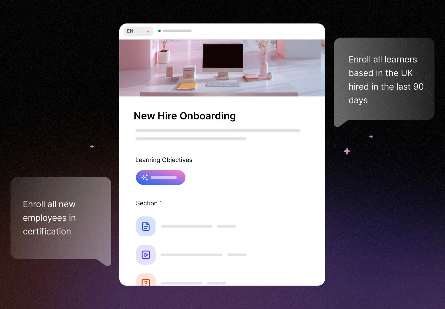 UI example of the Intellum Platform and it's AI powered Manager Agent