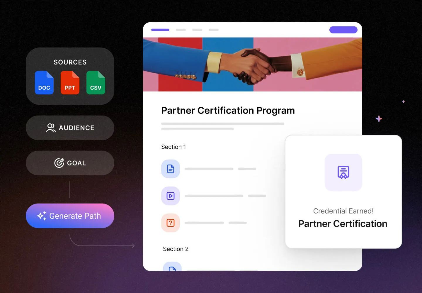 UI example of the Intellum Platform and it's AI powered Creator Agent