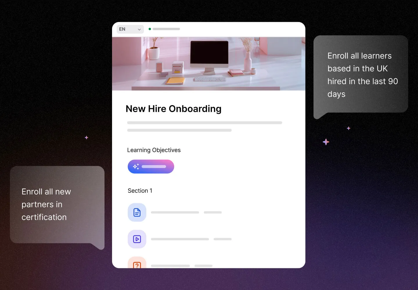 UI example of the Intellum Platform and it's AI powered Manager Agent