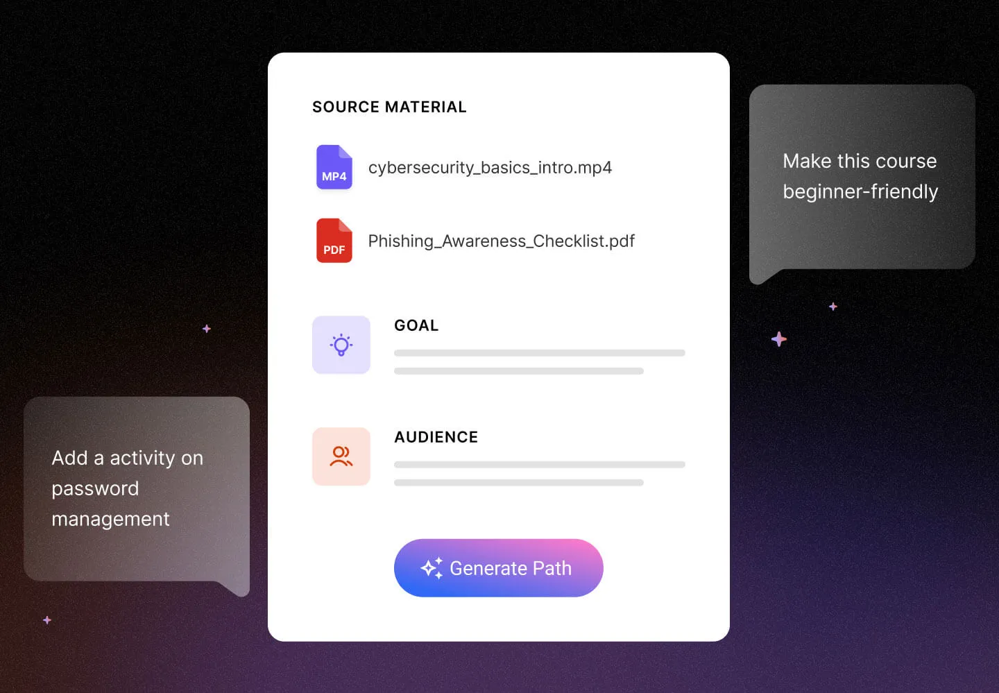 UI example of the Intellum Platform and it's AI powered Creator Agent