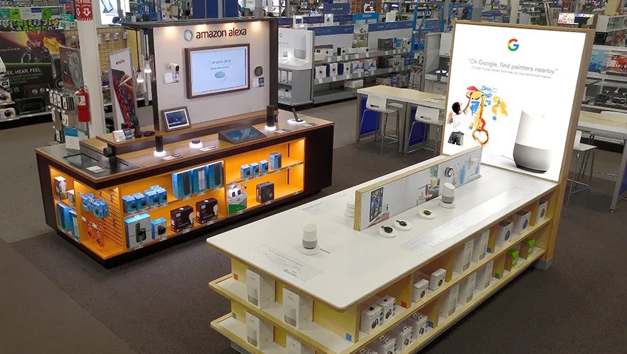 Google product displays inside a retail store