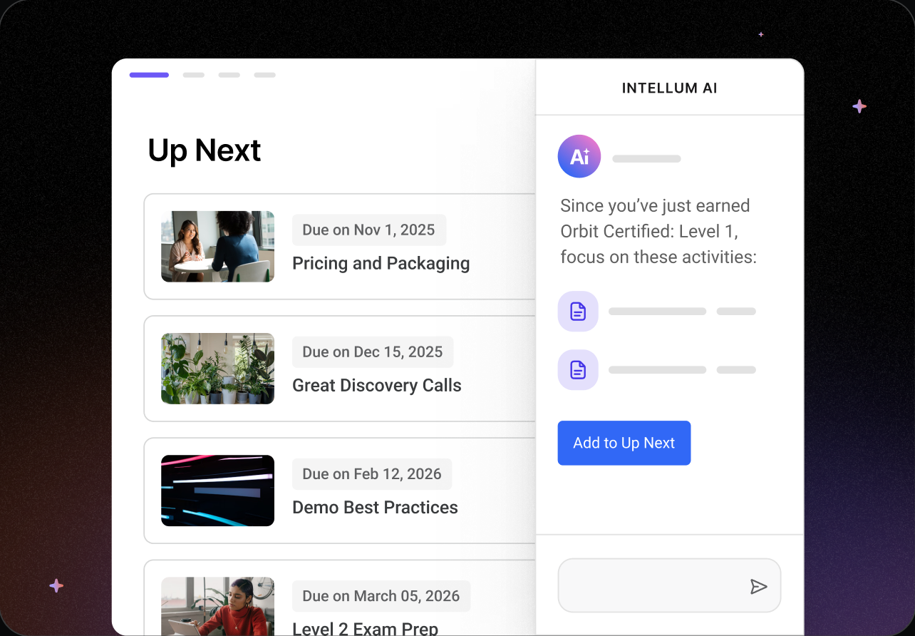 UI example of the Intellum Platform and it's AI powered Learner Agent