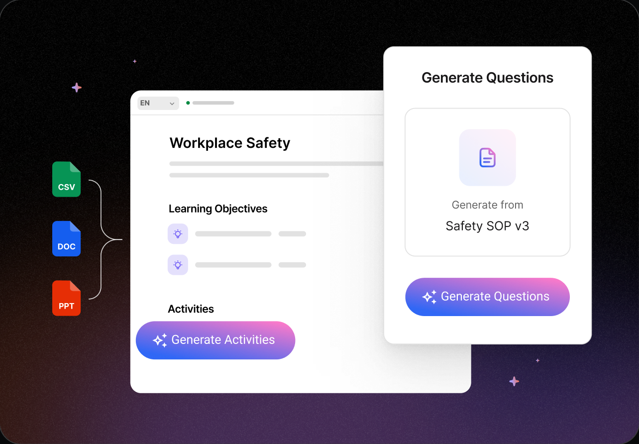 UI example of the Intellum Platform and it's AI powered Creator Agent