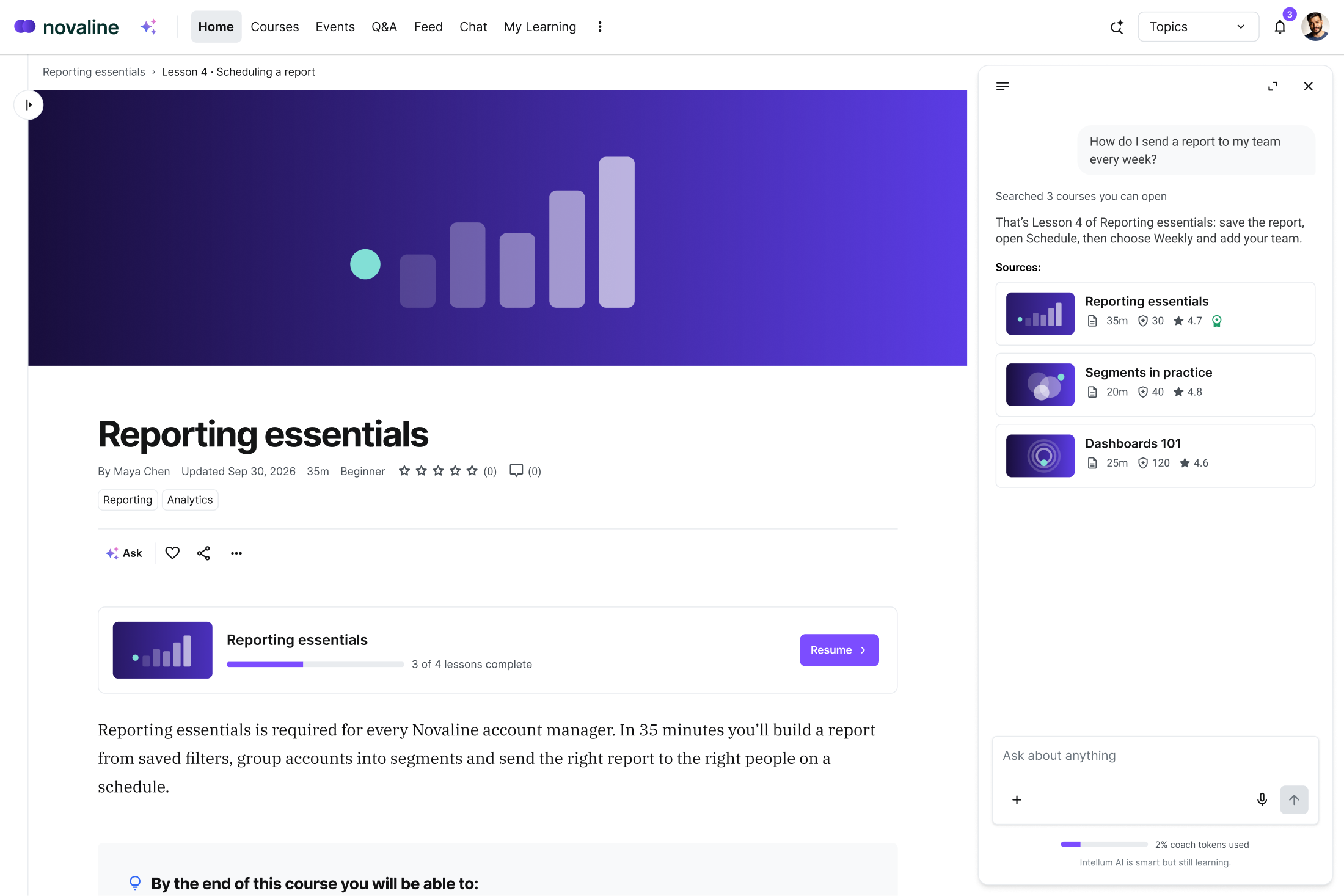 UI example of the Intellum Platform