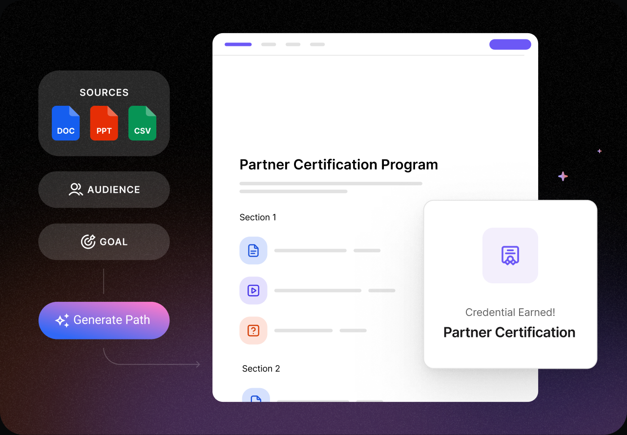 UI example of the Intellum Platform and it's AI powered Creator Agent