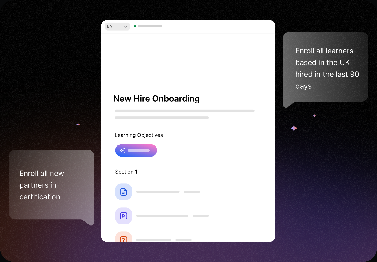 UI example of the Intellum Platform and it's AI powered Manager Agent