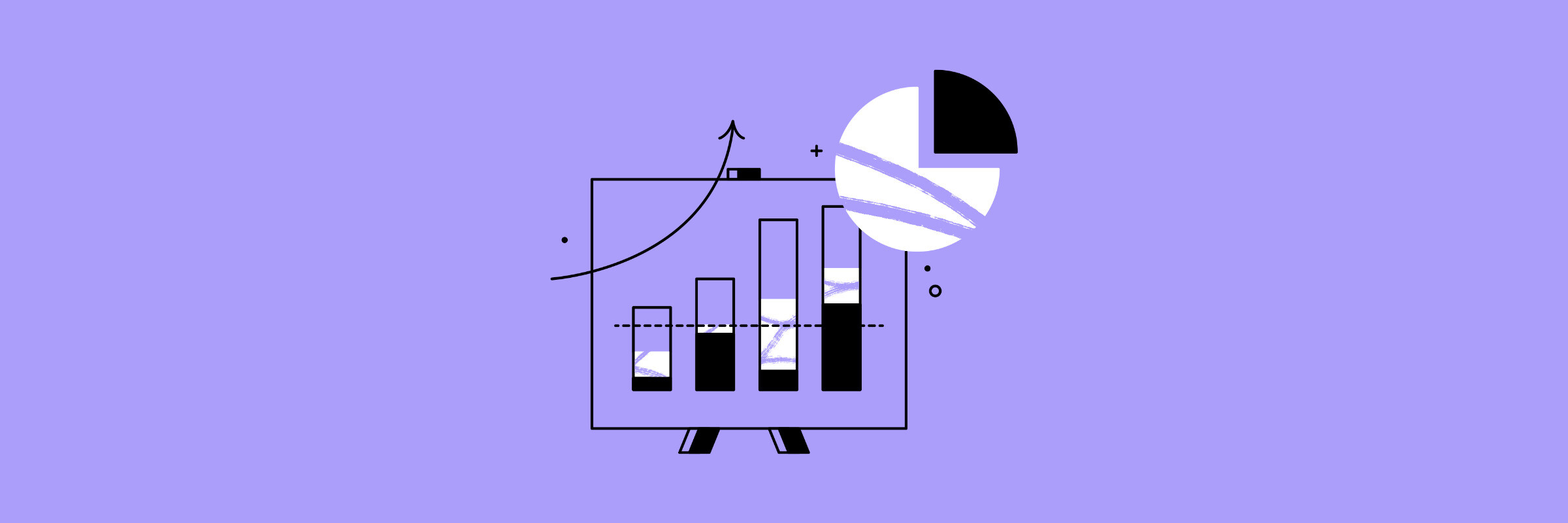 black illustration on purple background