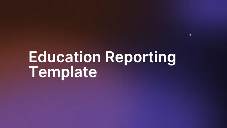 Cover of the Education Reporting Template