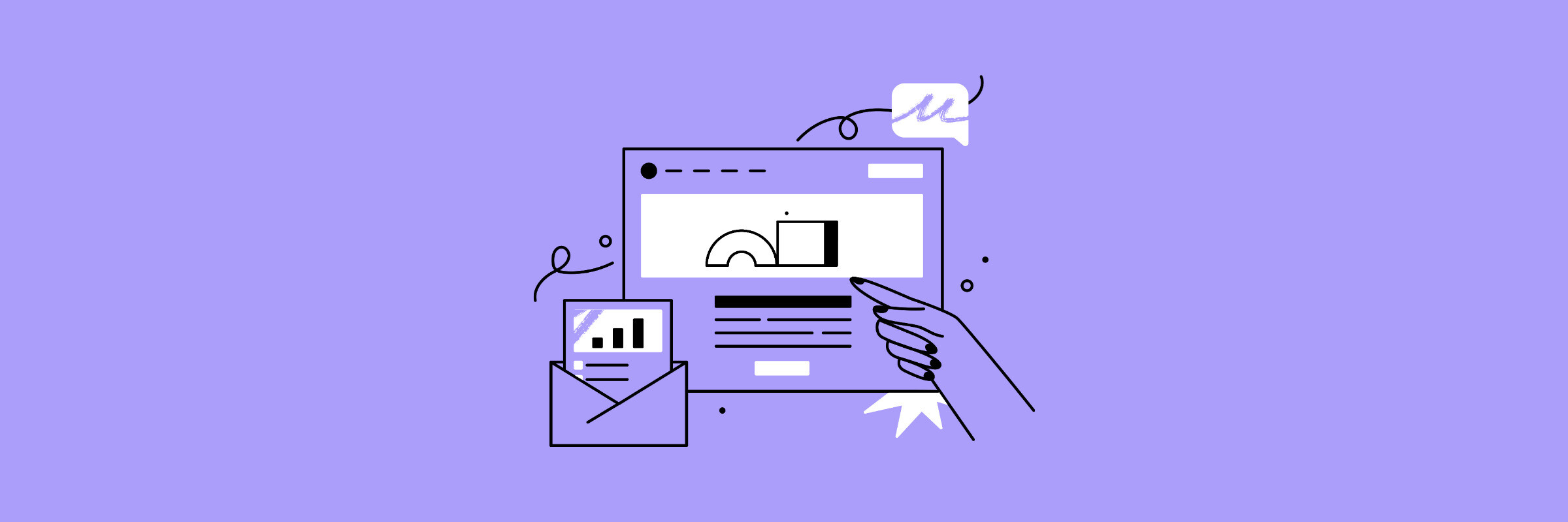 Black illustration in Black on purple background