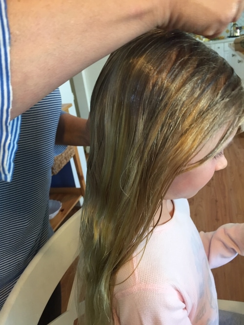 young girl receiving lice treatment southern california