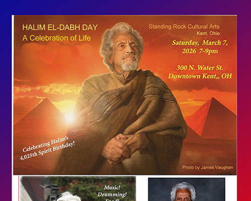 PR Flyer for Halim Day with a large photo of Halim with a orange background with two smaller photos, side by side at the bottom