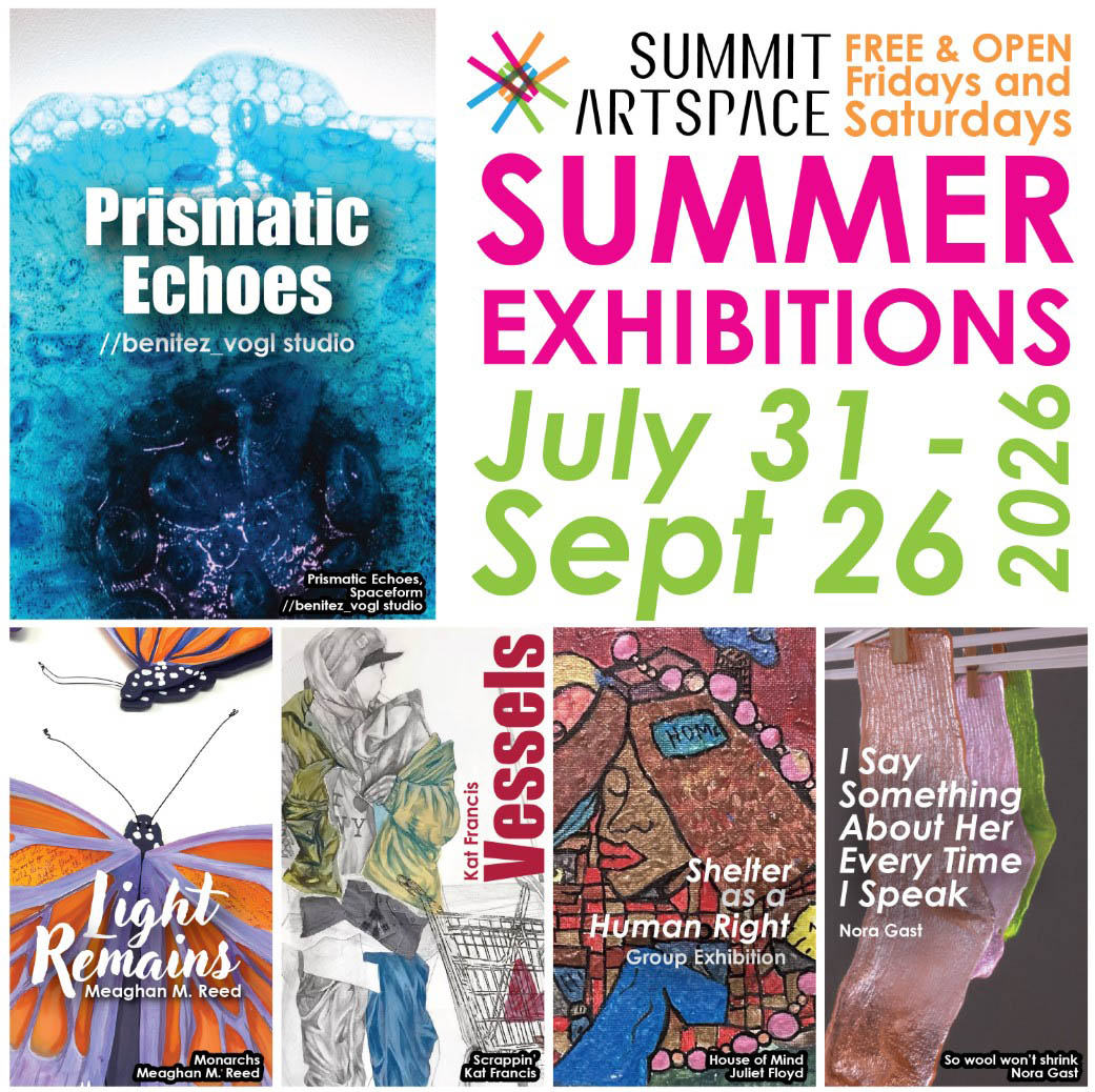 summit artspace summer exhibitions line up with bright pinks and cyan