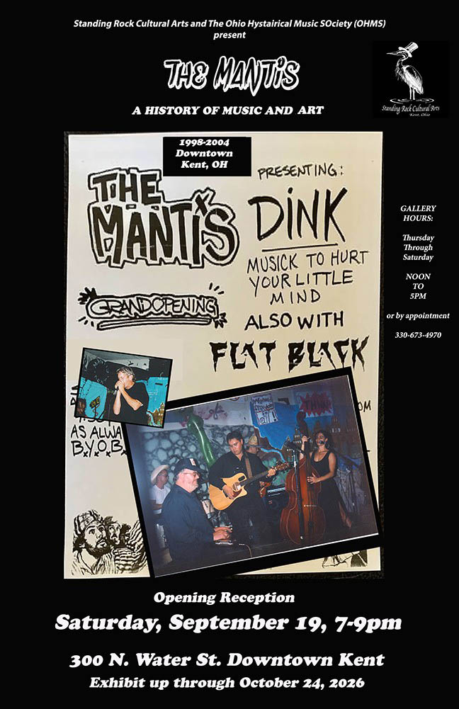 flyer with the names of 3 bands with a photo of a band playing
