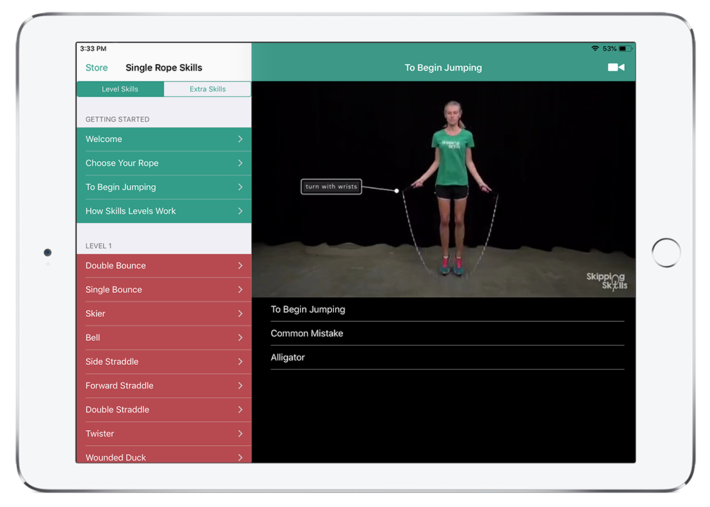 Skipping Skills Instructional Jump Rope app on iPad