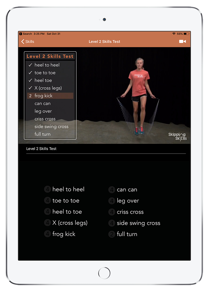 Skipping Skills Instructional Jump Rope app Skills Test
