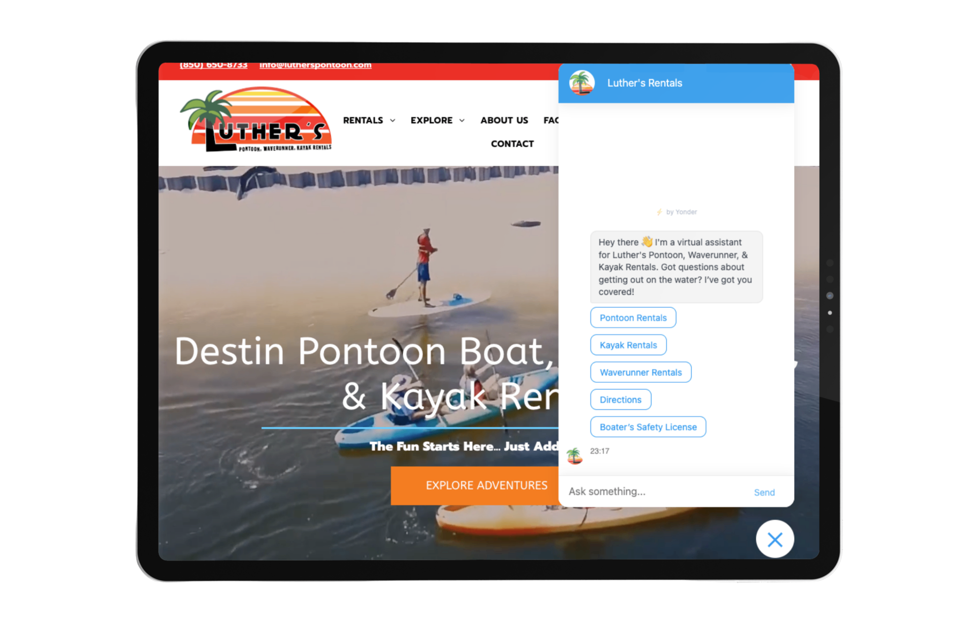 Yonder x Waverez integration showing chatbot and voice agent