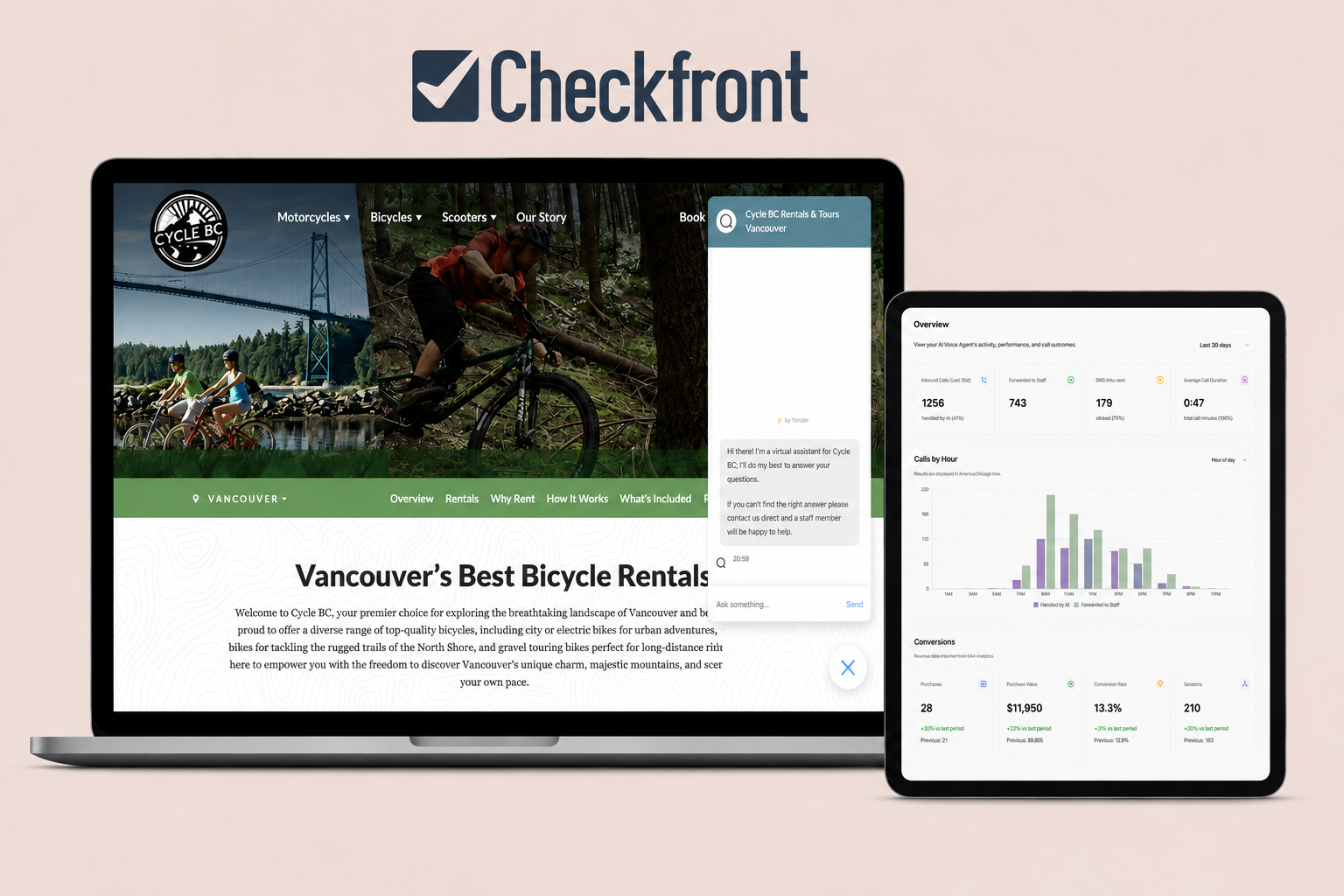 Yonder x Checkfront dashboard screenshot