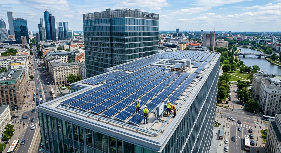 Solar panels on public building rooftops